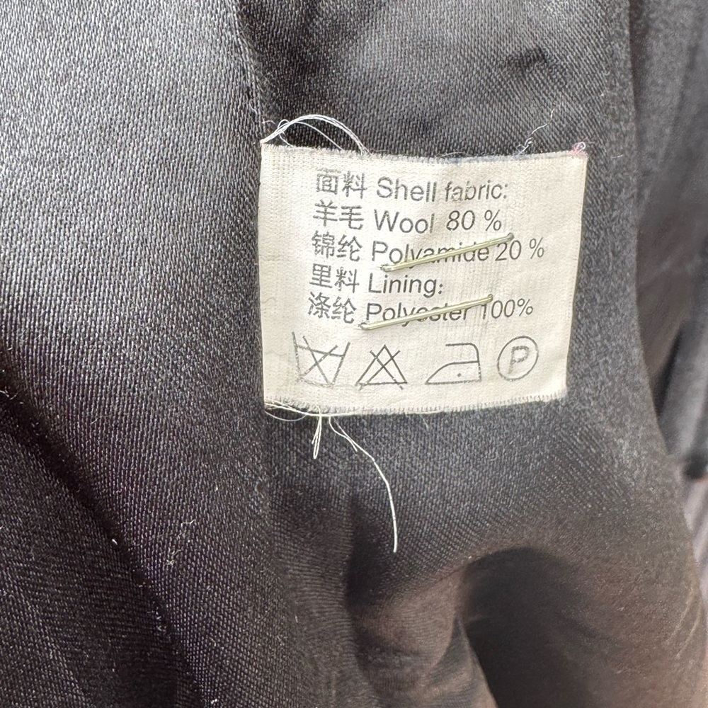 80% Wool Vintage Wool Long Coat Embroidered Minimal Designer Size S - Picture 5 of 16